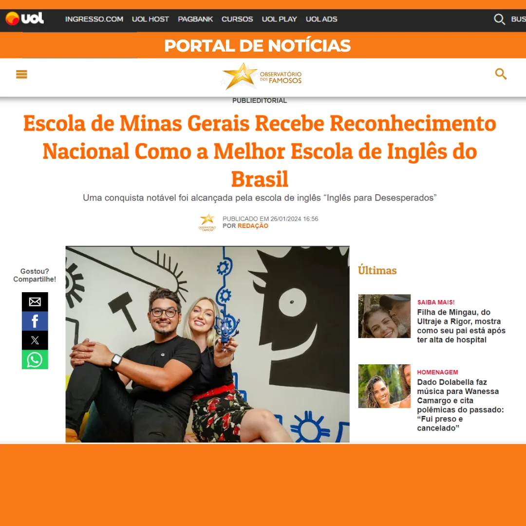 Página do UOL com matéria sobre o IpD